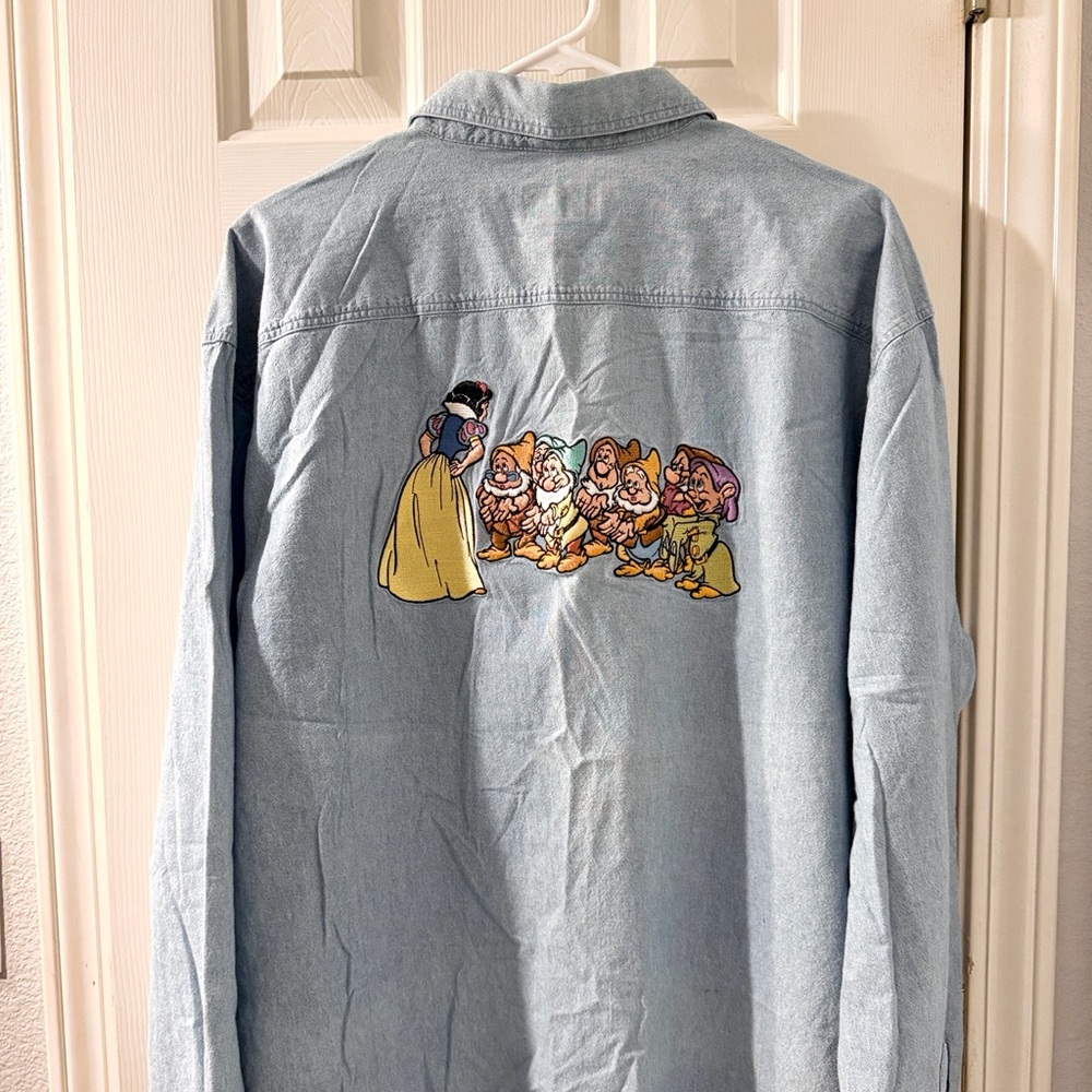 Blue Denim Button Down Shirt XL Unixes sizing. Original vintage Disney -  $49